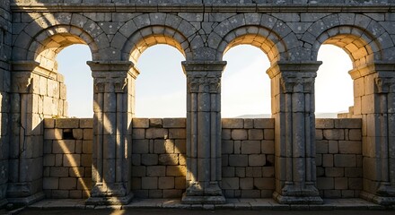 Ancient Stone Arches - Architectural Marvel and Sunlight.