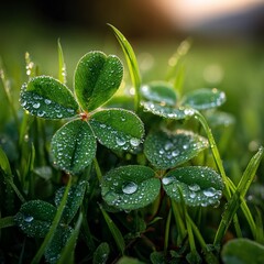 Dew-Kissed Clovers - A Fresh Start in Natures Embrace.