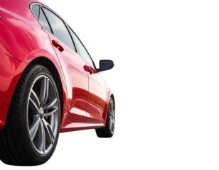 Modern Red Car on Asphalt Road