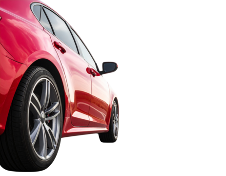 Modern Red Car on Asphalt Road