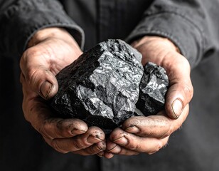 Hands holding coal