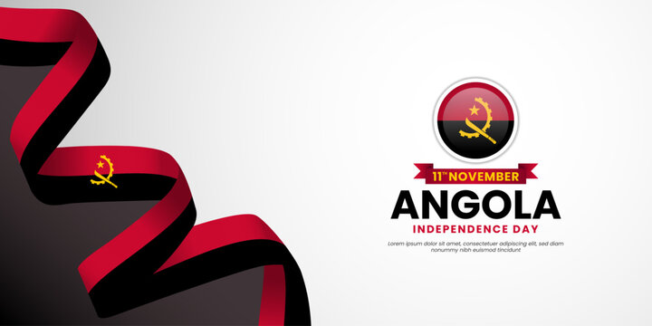 Angola independence day banner background 11th november design element with waving ribbon flag