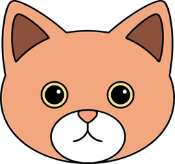 Orange Cat Face with Round Head