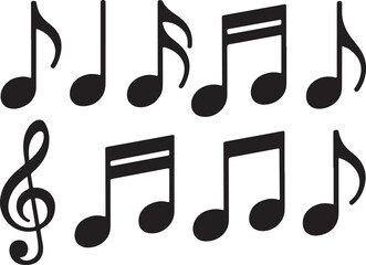 Naklejka premium Musical Notes Symbols Collection Melody Harmony Sound Notation Vector Illustration Set