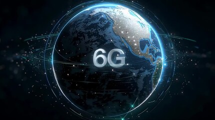 A digital representation of Earth with 6G technology concept. - Powered by Adobe