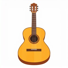 Obraz premium Simple flat vector illustration of a classical acoustic guitar, featuring a minimal and clean design isolated on a solid white background