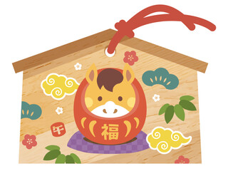 午年の絵馬の年賀状素材