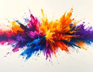 Colorful paint explosion on white background