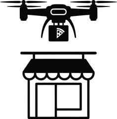 Drone delivering pizza concept vector illustration illustrating technology and fast food delivery