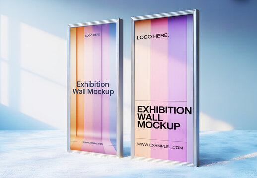 Exhibition Wall Mockup With Gradient Panel For Branding Presentation