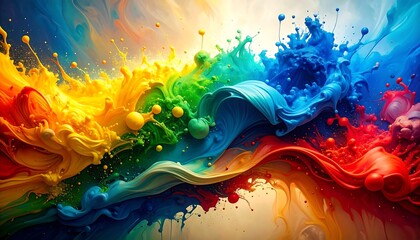 Colorful paint splashes and swirls