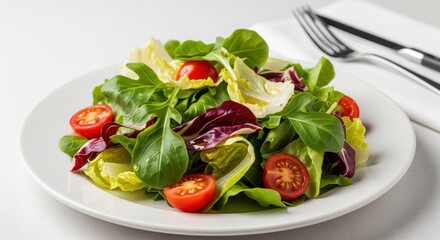 Fresh mixed greens salad with cherry tomatoes