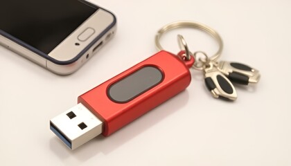 Fototapeta premium USB Drive Keychain Attach a USB drive to a keychain for easy fil