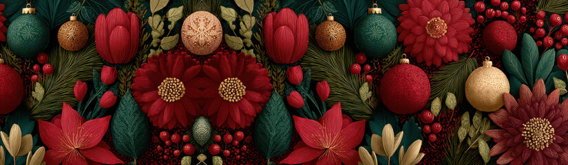 Festive Floral Christmas Ornament Arrangement.