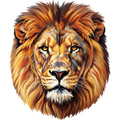 Fototapeta premium Closeup portrait of a lion with a majestic mane, isolated on transparent background