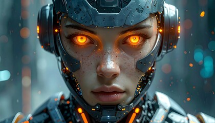 Futuristic cyborg woman