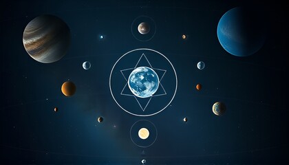 136 Celestial Harmony Celestial bodies in perfect alignment crea