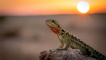 Lizard at sunset