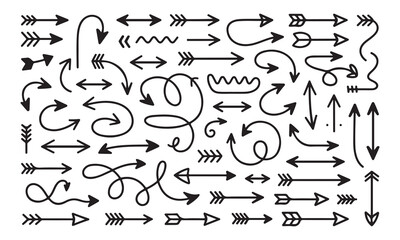 Hand-Drawn Arrow Pattern , line art Directional arrow set Vector art Design, Arrow bundle outline, multiple arrow diffrent style vector illustration