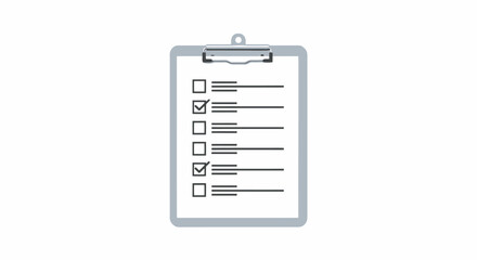 Minimalist Illustration of a Clipboard with Checklist Items for Task Management and Productivity in Business or Personal Organization