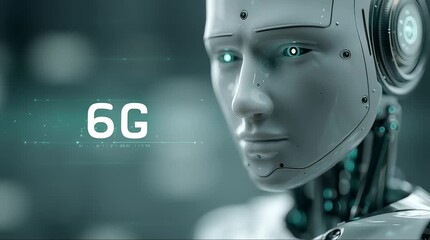 A futuristic robot head with a focus on technology and innovation. - Powered by Adobe