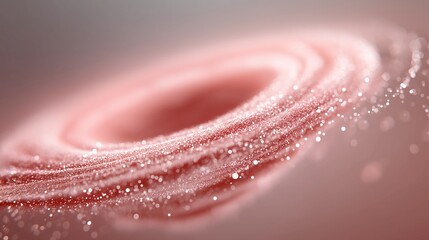 An abstract rendering of a soft pink vortex made of glowing dust and tiny sparkling particles. The dreamy composition creates a cosmic and ethereal atmosphere perfect for backgrounds, digital design