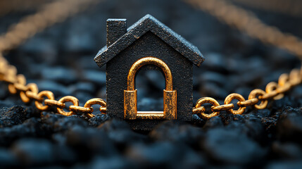 A symbolic representation of home security featuring a small house with a padlock, emphasizing the importance of safety and protection.
