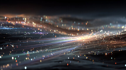 Fototapeta premium Abstract digital waves of light create a mesmerizing visual representation of energy and motion in a high-tech environment.