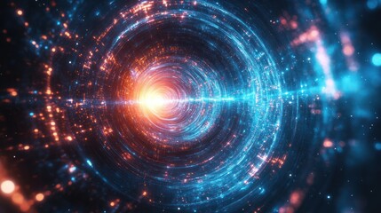 Abstract swirling tunnel of light; futuristic space vortex