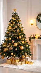 Christmas tree in a white room