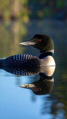 Loon reflecting on calm water