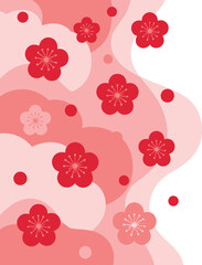 Red flower pattern japanese style background vector design