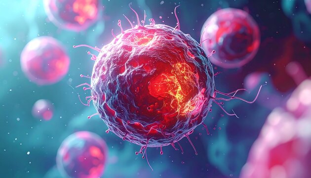 Close-up vibrant virus cells