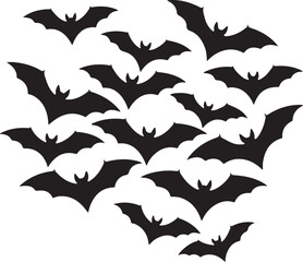 Halloween bats flying silhouette vector