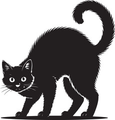 Halloween black cat silhouette scary pose
