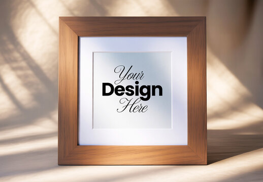 Square Wooden Frame Mockup