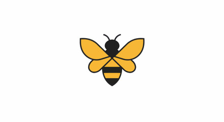 simple bee illustration yellow and black striped bee cartoon bee cute bee bee icon.