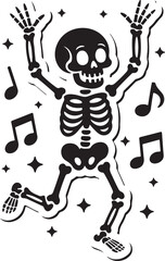 Halloween dancing skeleton silhouette vector
