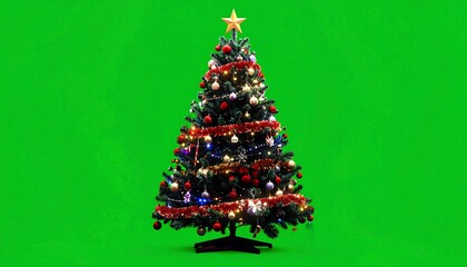 Christmas tree on green background