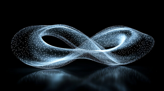 Abstract luminous infinity symbol formed by light trails against a dark background