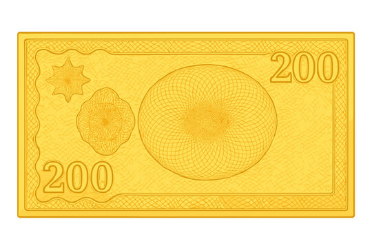 Elegant 200 Euro Voucher Template with Intricate Guilloche Pattern, Watermarks, Border, and Yellow Background, Gift Voucher, Coupon, Money Design, Currency Note, Check - Powered by Adobe