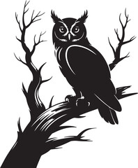 Halloween owl on tree silhouette vector