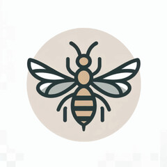 Stylized Bee Illustration with Detailed Wings and Body Markings.