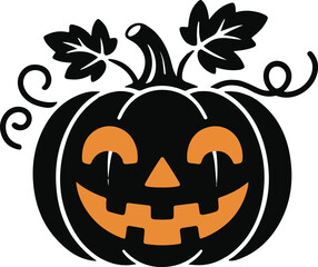 Halloween pumpkin jack o lantern silhouette vector