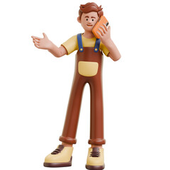 3D Freelancer Character Cartoon Illustration Boy Man Student Creative Learning Study Working Design Tools Project Workspace Education