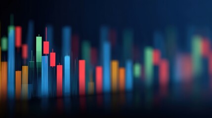 Colorful Abstract Stock Market Chart with Candlestick Indicators