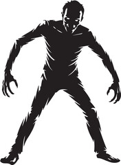 Halloween zombie walking silhouette vector