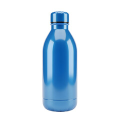 Glossy Blue Reusable Water Bottle with Sleek Design, Isolated on Transparent Background