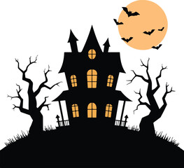Haunted house silhouette halloween vector design