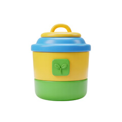 Colorful 3D Eco-Friendly Container with Sprout Icon, Transparent Background